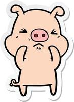 sticker of a cartoon angry pig vector