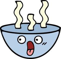 cute cartoon bowl of hot soup vector