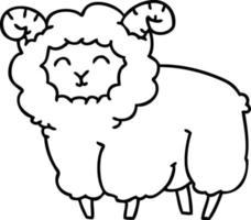 quirky line drawing cartoon ram vector