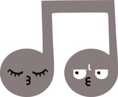 flat color retro cartoon musical note vector
