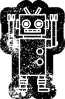 dancing robot distressed icon vector