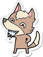 sticker of a cartoon hungry wolf vector