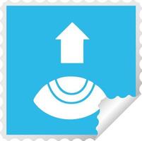 square peeling sticker cartoon eye looking up vector