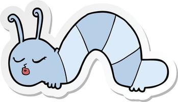 sticker of a cartoon caterpillar vector