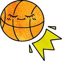 retro grunge texture cartoon basketball vector