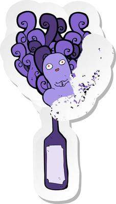 retro distressed sticker of a cartoon ghost in bottle