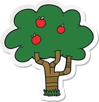 sticker of a cartoon apple tree vector