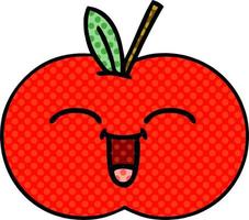 manzana roja de dibujos animados de estilo cómic vector
