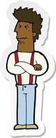 sticker of a cartoon annoyed man vector