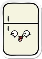 sticker of a cute cartoon fridge freezer vector