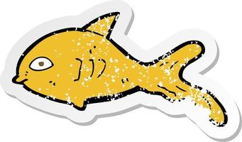 retro distressed sticker of a cartoon fish vector