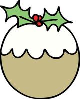 quirky hand drawn cartoon christmas pudding vector