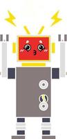 flat color retro cartoon robot malfunction vector