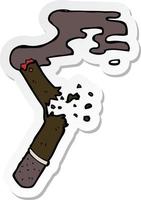 sticker of a cartoon broken cigar vector