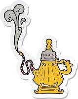 sticker of a cartoon smoking hookah vector