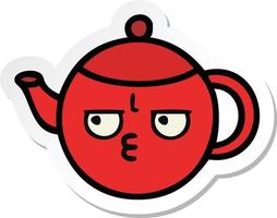 sticker of a cute cartoon teapot vector