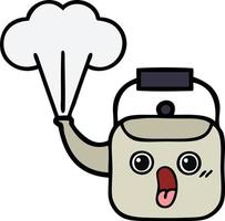 cute cartoon steaming kettle vector