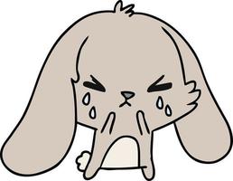 cartoon of cute kawaii sad bunny vector