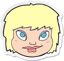 sticker of a cartoon female face vector