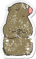 distressed sticker of a cute cartoon bear vector