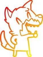 warm gradient line drawing laughing fox cartoon vector