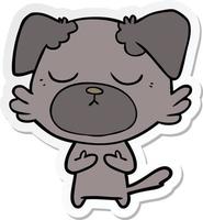 sticker of a cute cartoon dog vector