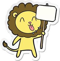 sticker of a happy cartoon lion vector