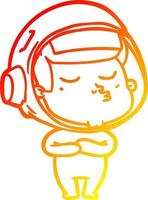 warm gradient line drawing cartoon confident astronaut vector