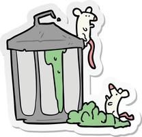sticker of a cartoon garbage can vector