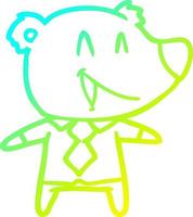 cold gradient line drawing cartoon bear in shirt and tie vector