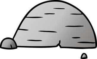 gradient cartoon doodle of grey stone boulder vector