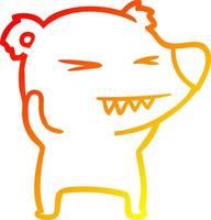 warm gradient line drawing angry polar bear cartoon vector