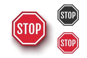 Vector set icons of stop sign