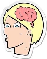 sticker of a cartoon head with brain symbol vector