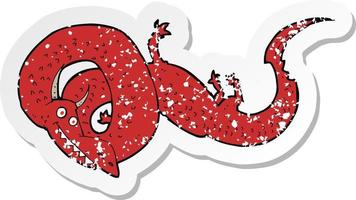 pegatina retro angustiada de un dragón chino de dibujos animados