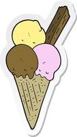 sticker of a cartoon ice cream cone vector