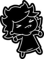 cartoon icon of a cute kawaii girl vector