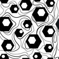 Hexagons with doodle wavy lines seamless pattern,black and white vector background.Honeycomb,hexagon abstract texture.linear style.Modern abstract design for packaging, paper, cover, fabric, cards