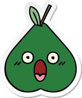 sticker of a cute cartoon pear vector