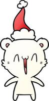 happy polar bear gradient cartoon of a wearing santa hat vector