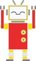 flat color retro cartoon robot vector