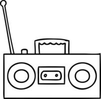 line drawing doodle of a retro cassette player vector