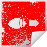 distressed square peeling sticker symbol eye looking to one side vector