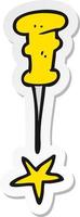 sticker of a cartoon office tack vector