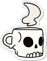 sticker cartoon doodle of a skull mug vector