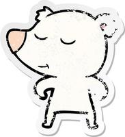 distressed sticker of a cartoon polar bear vector