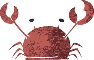 quirky retro illustration style cartoon happy crab vector