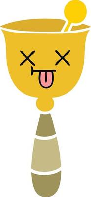 flat color retro cartoon school bell