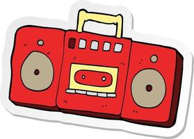 sticker of a cartoon radio cassette player vector