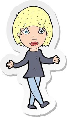 sticker of a cartoon suprised woman